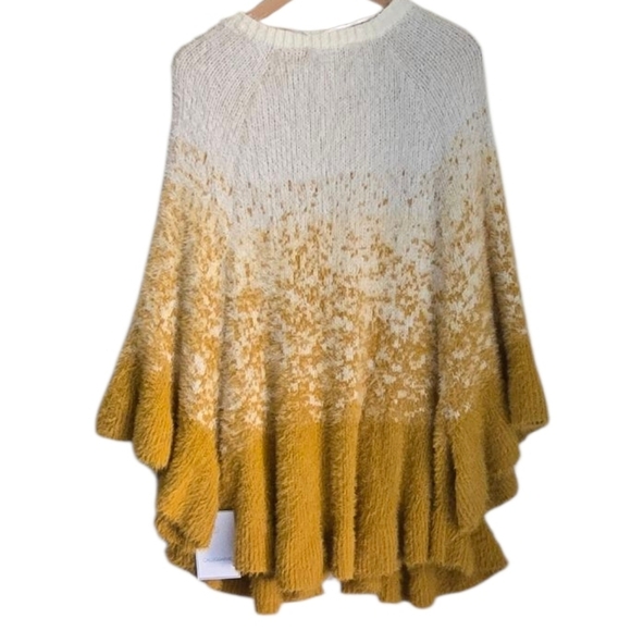 Anthropologie Calligraphie Ruffle Shawl Cardigan Bohemian Poncho Cape Ombre 1X - Picture 3 of 15